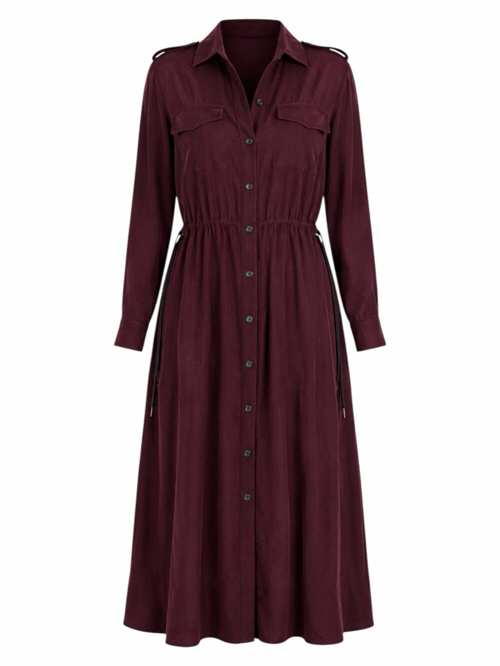 Rag & Bone Oasis Button Down Shirt Dress Waist Tie Deep Red Size XXS